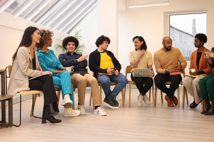 small group meeting at their church (blog post about church flooring)